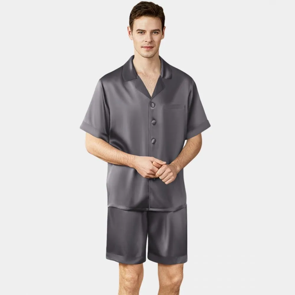 Short Silk Pajama Set for Men 100% Silk Short Sleeve Men Silk Pajamas